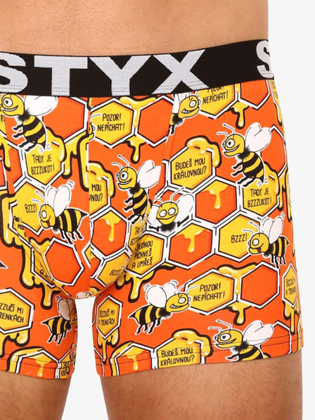 Styx Oranžové pánske vzorované boxerky Styx