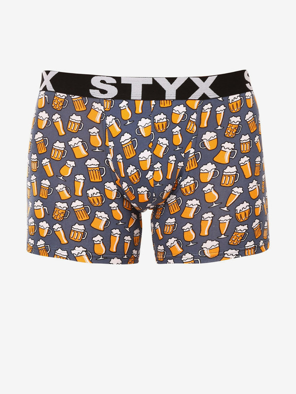 Styx Šedé pánske vzorované boxerky Styx Pivo