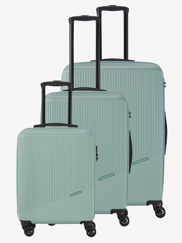 Travelite Sada troch svetozelených kufrov Travelite Bali S,M,L Mint