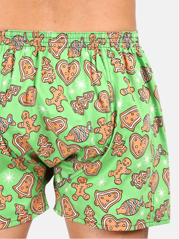 Styx Svetlozelené pánske vianočné šortky Styx Vianočný perník