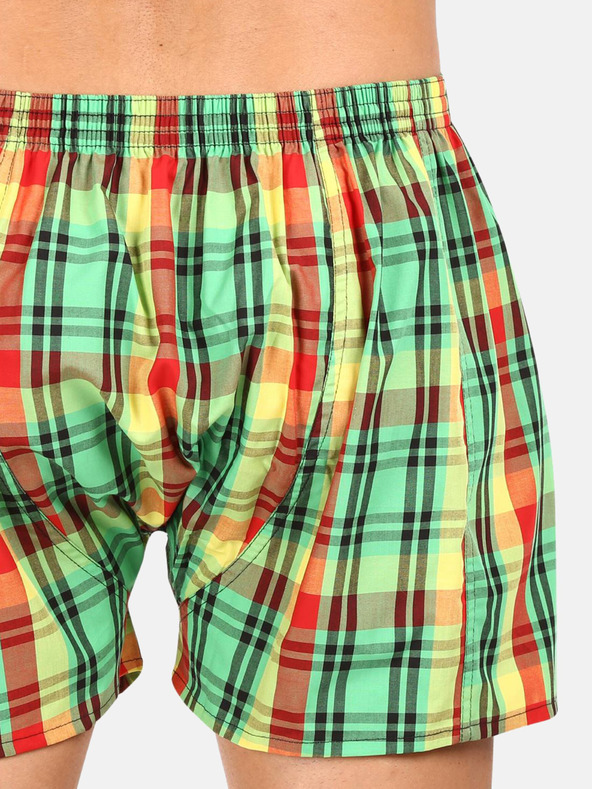 Styx Žlto-zelené pánske kockované šortky Styx