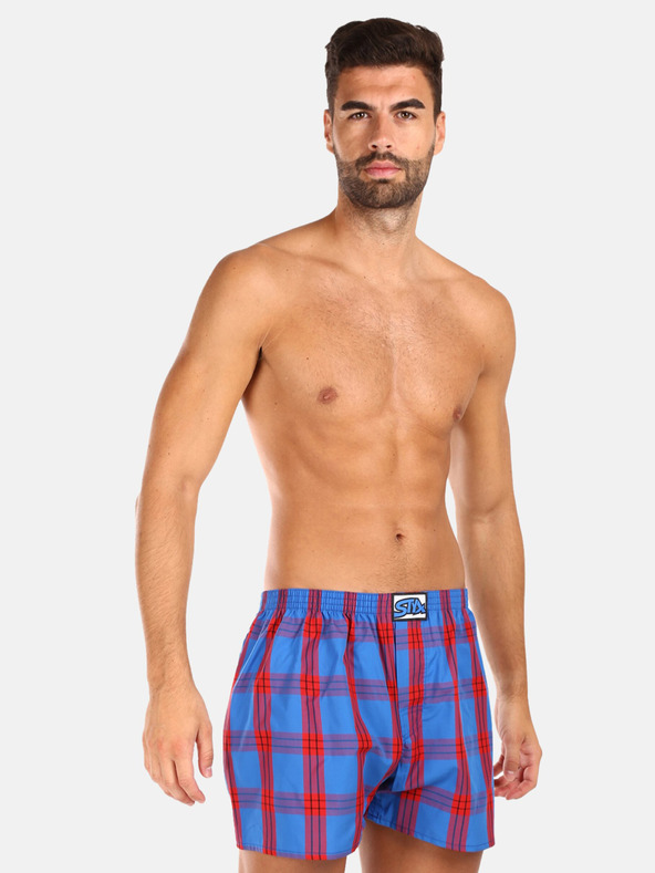 Styx Styx červené pánske kockované šortky