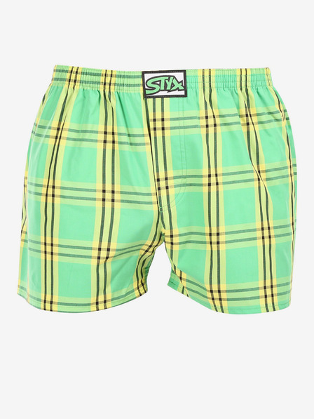 Styx Svetlozelené pánske kockované šortky Styx