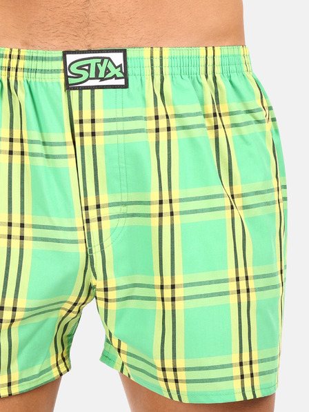 Styx Svetlozelené pánske kockované šortky Styx
