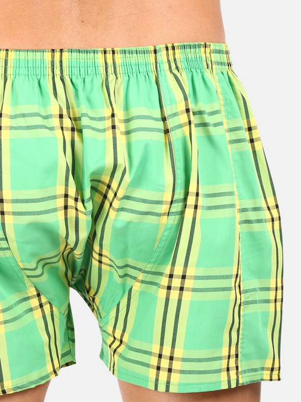 Styx Svetlozelené pánske kockované šortky Styx