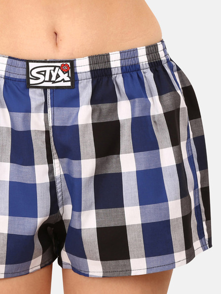 Styx Modro-biele dámske kárované šortky Styx