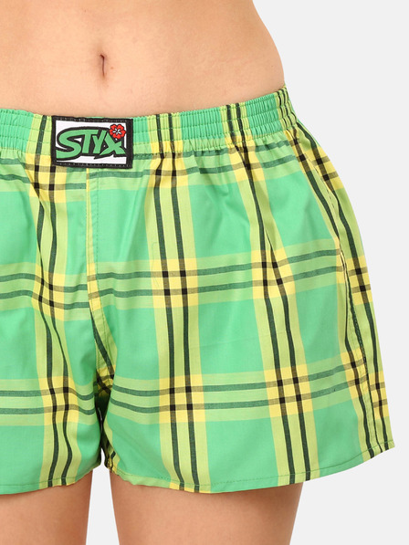 Styx Žlto-zelené dámske kockované šortky Styx