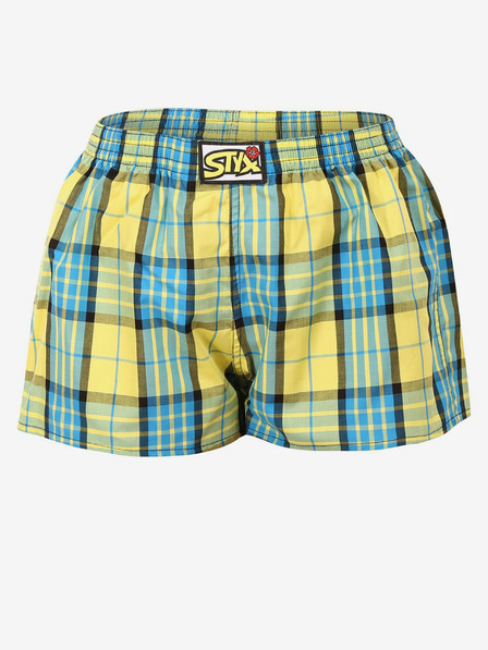 Styx Modré a žlté dámske kockované šortky Styx