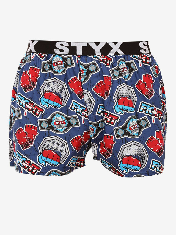 Styx Červené a modré pánske vzorované šortky Styx