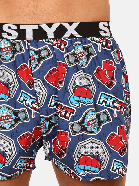 Styx Červené a modré pánske vzorované šortky Styx