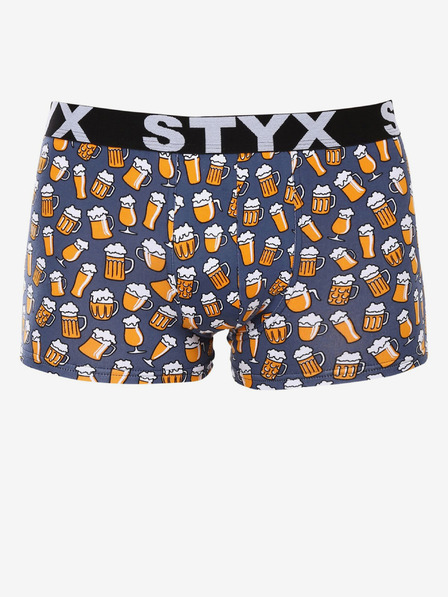 Styx Žlto-šedé pánske boxerky Styx so vzorom piva