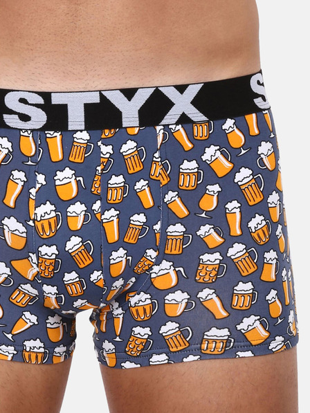 Styx Žlto-šedé pánske boxerky Styx so vzorom piva