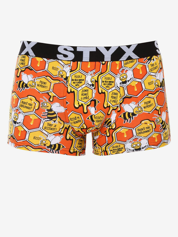 Styx Žltooranžové pánske vzorované boxerky Styx Bees