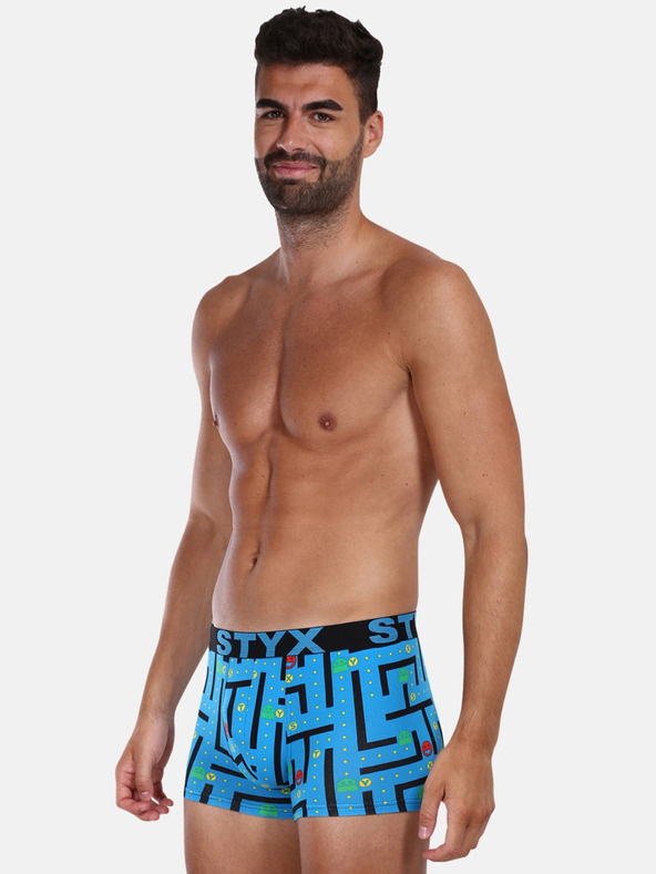 Styx Modré pánske vzorované boxerky Styx Game