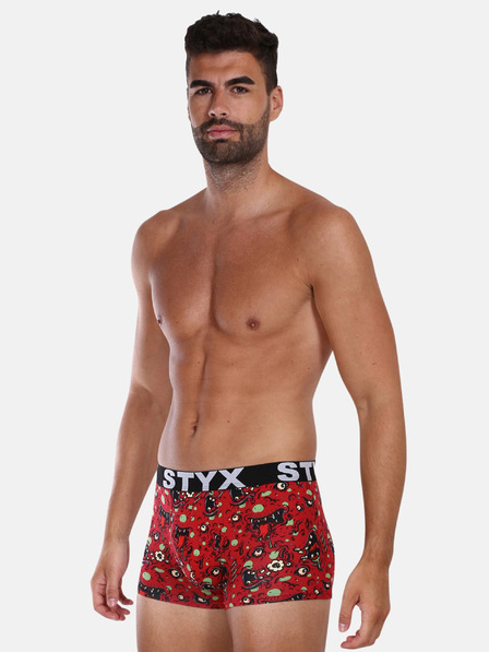 Styx Červené pánske vzorované boxerky Styx Zombie