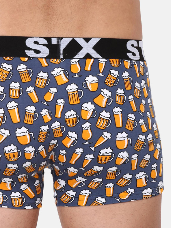 Styx Šedé pánske vzorované boxerky Styx Pivo
