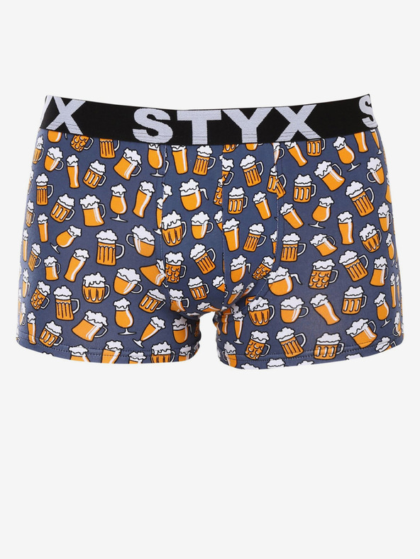 Styx Šedé pánske vzorované boxerky Styx Pivo