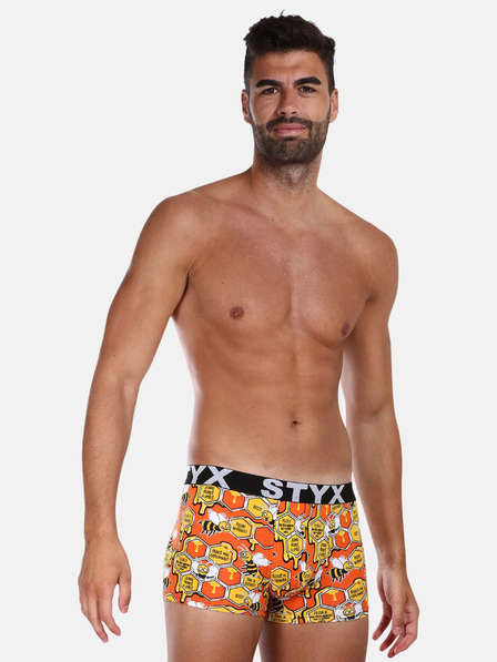 Styx Žltooranžové pánske vzorované boxerky Styx Bees