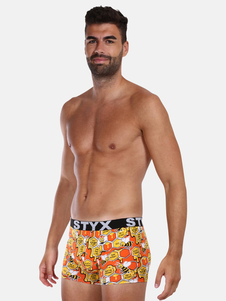 Styx Žltooranžové pánske vzorované boxerky Styx Bees