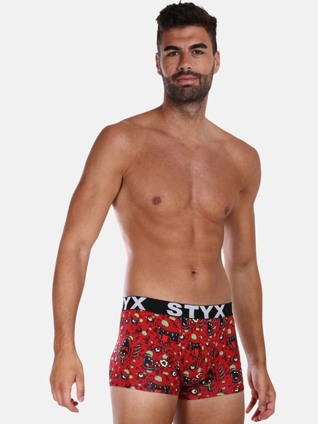 Styx Červené pánske vzorované boxerky Styx