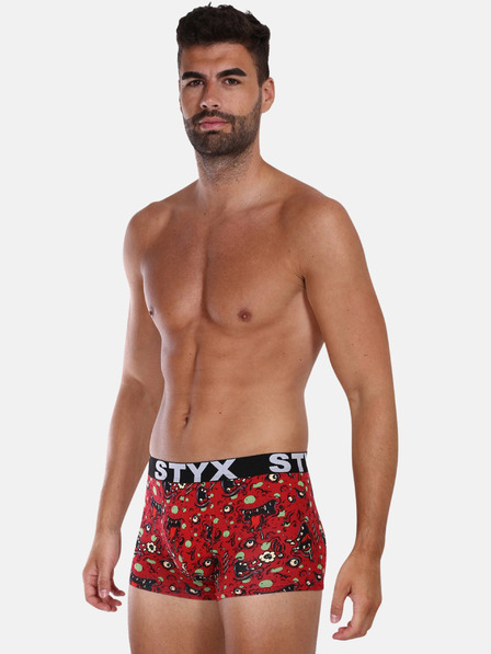 Styx Červené pánske vzorované boxerky Styx