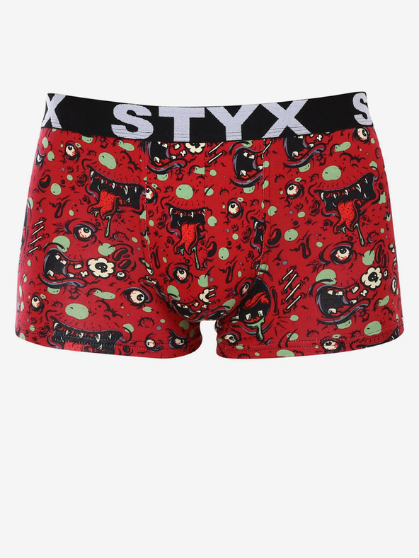 Styx Červené pánske vzorované boxerky Styx