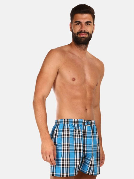 Styx Modré pánske kockované šortky Styx