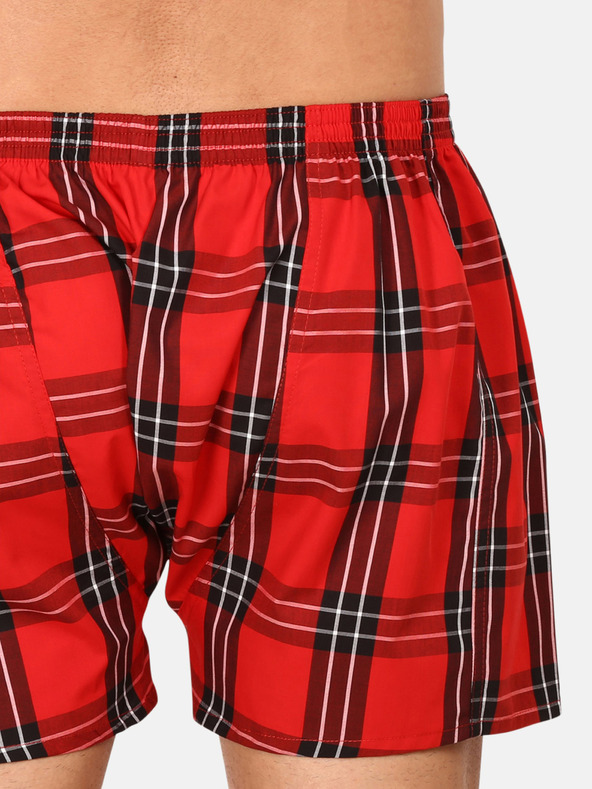 Styx Styx červené pánske kockované šortky