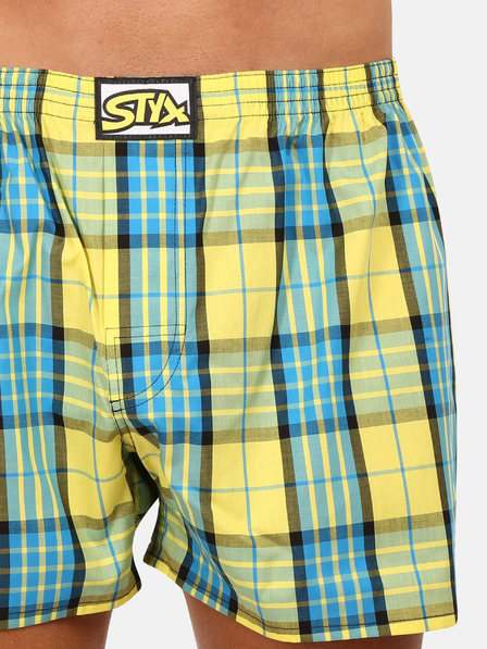 Styx Modro-žlté pánske kockované trenírky Styx