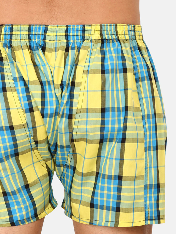 Styx Modro-žlté pánske kockované trenírky Styx