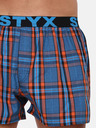 Styx Oranžovo-modré pánske kockované šortky Styx