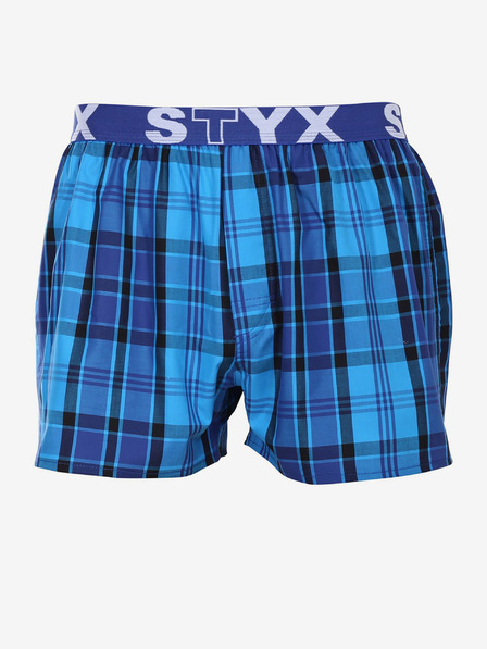 Styx Modré pánske kockované trenírky Styx