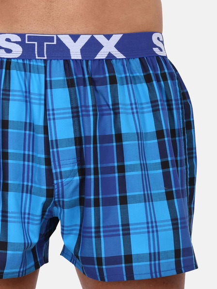 Styx Modré pánske kockované trenírky Styx