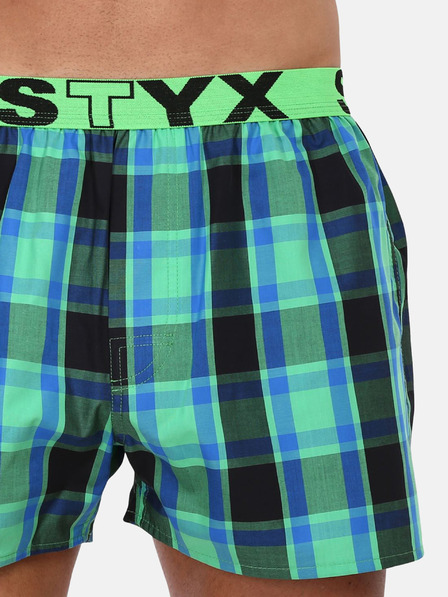 Styx Modro-zelené pánske kockované šortky Styx