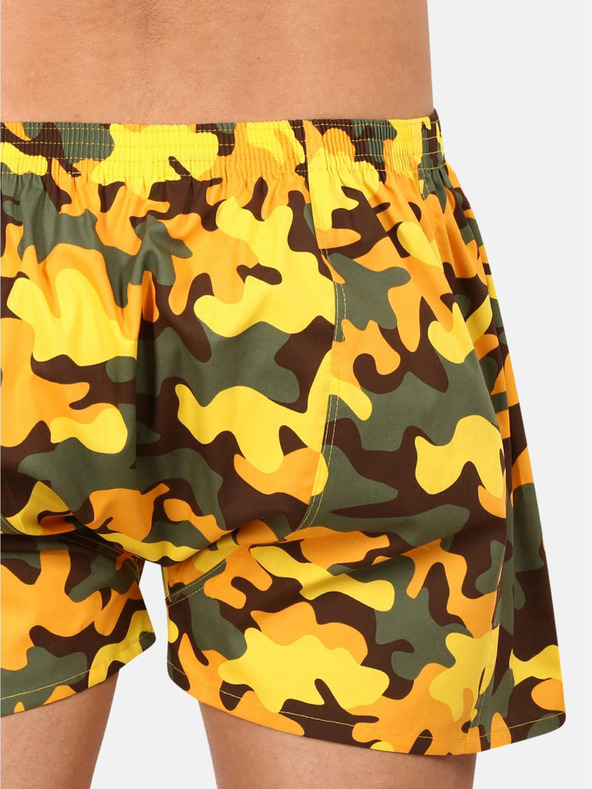 Styx Khaki-žlté pánske vzorované boxerky Styx