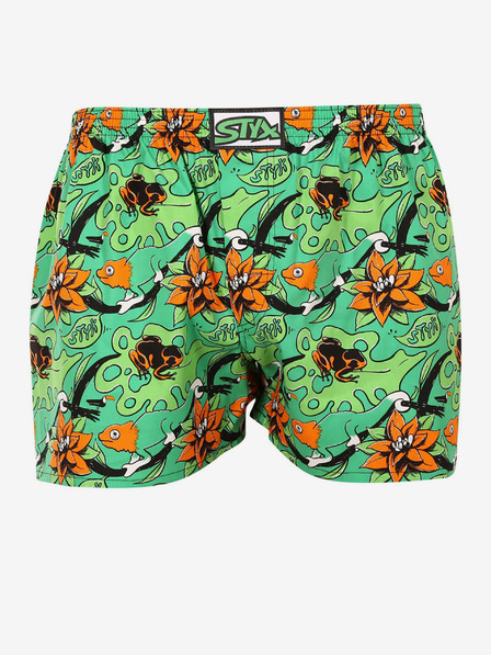 Styx Oranžovo-zelené pánske vzorované boxerky Styx