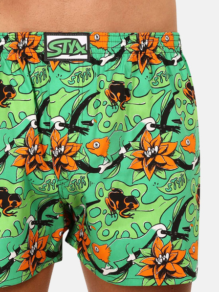 Styx Oranžovo-zelené pánske vzorované boxerky Styx