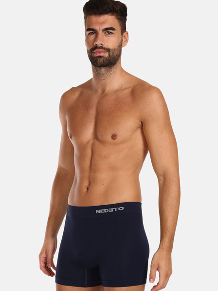 Nedeto Tmavomodré pánske bezšvové bambusové boxerky Nedeto