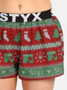 Styx Zeleno-červené dámske vianočné pletené šortky Styx Christmas