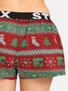 Styx Zeleno-červené dámske vianočné pletené šortky Styx Christmas