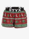 Styx Zeleno-červené dámske vianočné pletené šortky Styx Christmas
