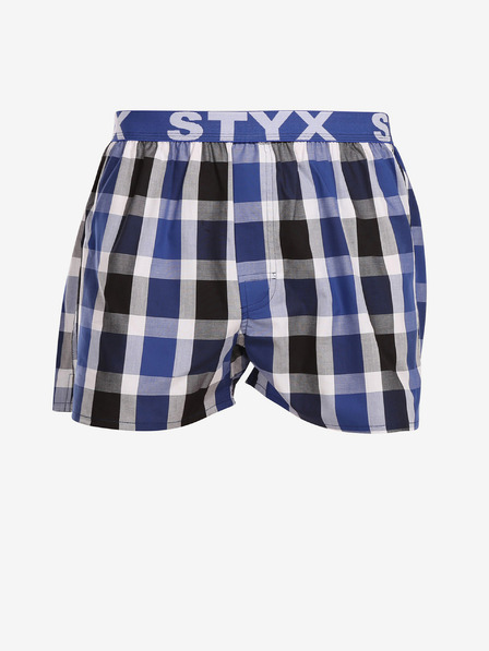 Styx Modro-čierne pánske kockované šortky Styx