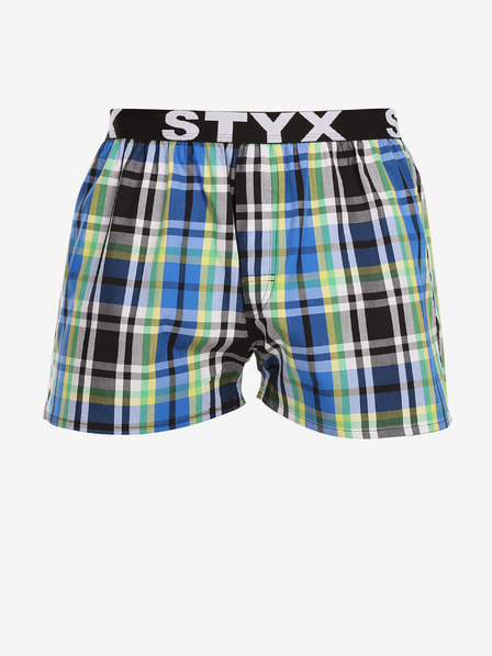 Styx Modro-čierne pánske kockované šortky Styx