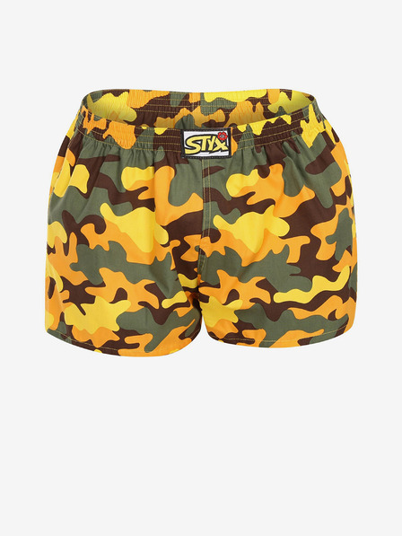 Styx Žlté dámske maskáčové šortky Styx art