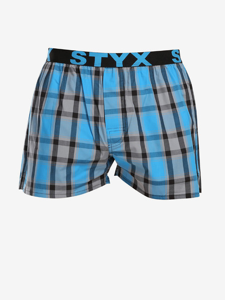 Styx Modré pánske kockované šortky Styx