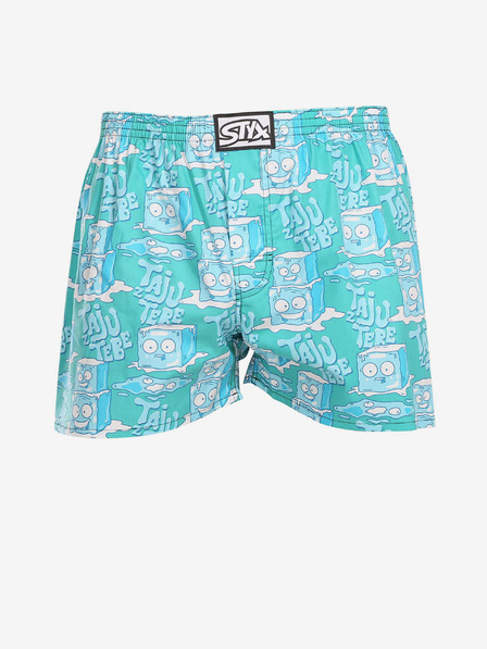 Styx Tyrkysové pánske šortky Styx art Kocky ľadu