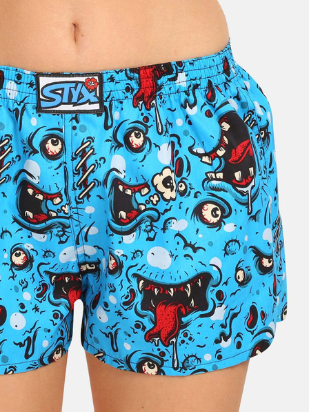 Styx Modré dámske vzorované šortky Styx art Zombie