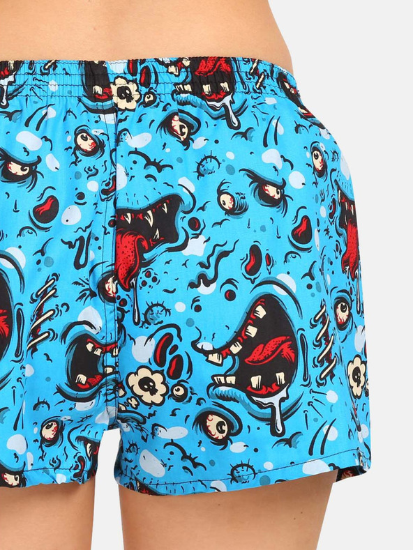 Styx Modré dámske vzorované šortky Styx art Zombie