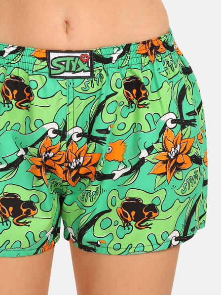 Styx Zelené dámske vzorované šortky Styx art Tropic