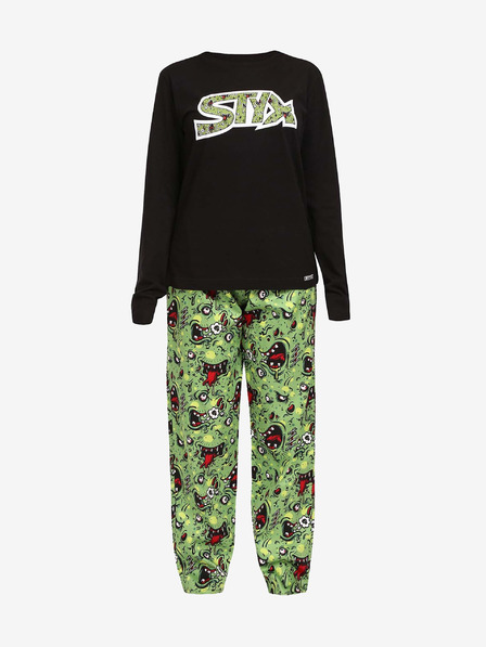 Styx Čierno-zelené dámske pyžamo Styx Zombie